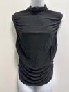 Magda Butrym Pre-loved Ruched Mock Turtleneck Top In Black In Black