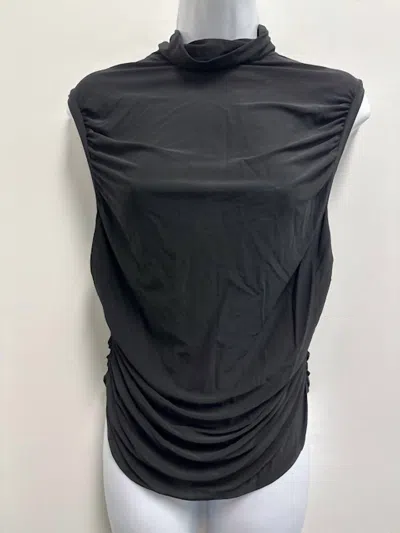 Magda Butrym Pre-loved Ruched Mock Turtleneck Top In Black