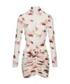 Magda Butrym Printed Jersey Mini Dress W/ Rose In Nude
