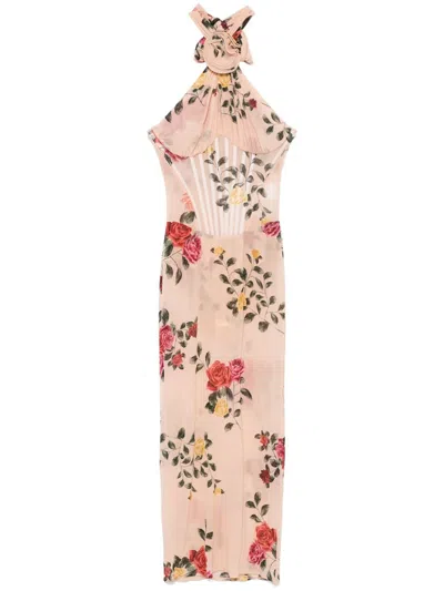 Magda Butrym Midikleid Mit Rosen-print In Beige