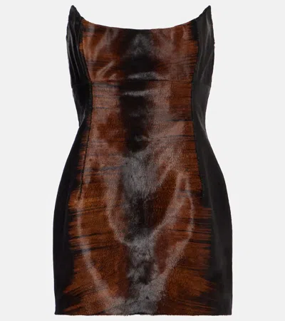 Magda Butrym Bustier-kleid Aus Kalbshaar In Braun