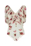 Magda Butrym Draped Sleeves Floral Pattern Bodysuit