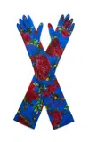 Magda Butrym Printed Long Gloves In Blue