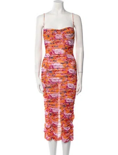 Pre-owned Magda Butrym Printed Midi Length Dress In Orange