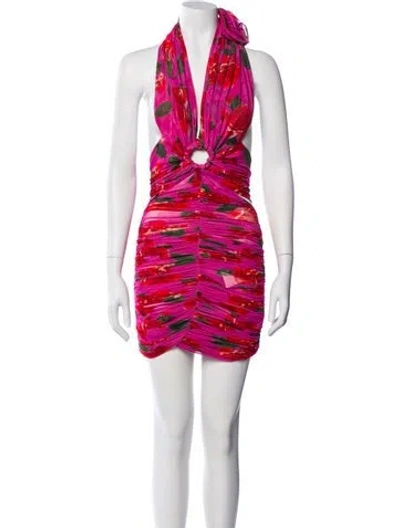 Pre-owned Magda Butrym Printed Mini Dress In Pink