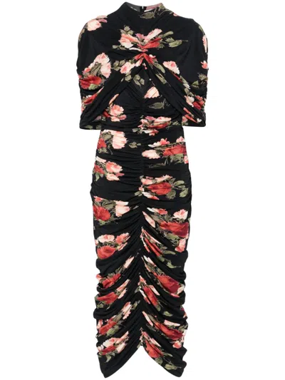 MAGDA BUTRYM PRINTED RUCHED MIDI DRESS