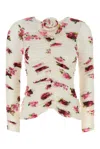 Magda Butrym Cream Printed Stretch Cupro Top