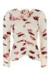 Magda Butrym Cream Printed Stretch Cupro Top In Cream