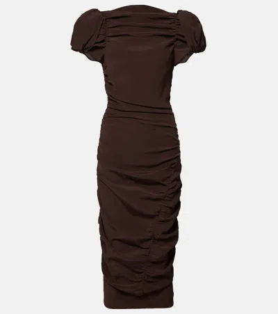Magda Butrym Midikleid Aus Seide In Braun