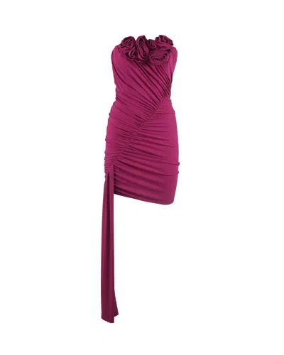 Magda Butrym Purple Strapless Jersey Sash Mini Dress In Violet