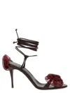 Magda Butrym Crochet Flower-embellished Lace-up Sandals In Bordeaux