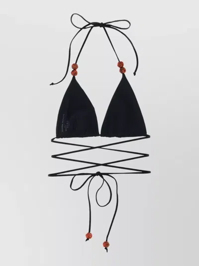 Magda Butrym Re26 Triangle Bikini Top Halter Wrap In Black