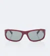 Magda Butrym Rectangular Acetate Sunglasses In Red