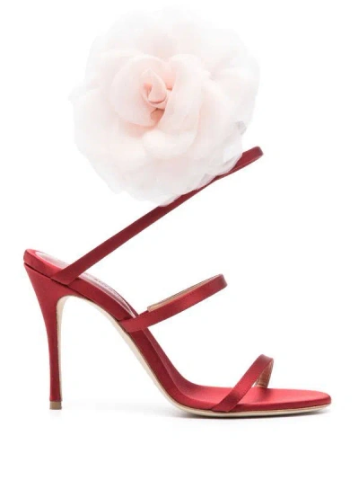 Magda Butrym Red Faux-flower 105mm Sandals For Women