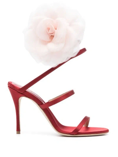 Magda Butrym 105mm Spiral Satin Sandals In Red