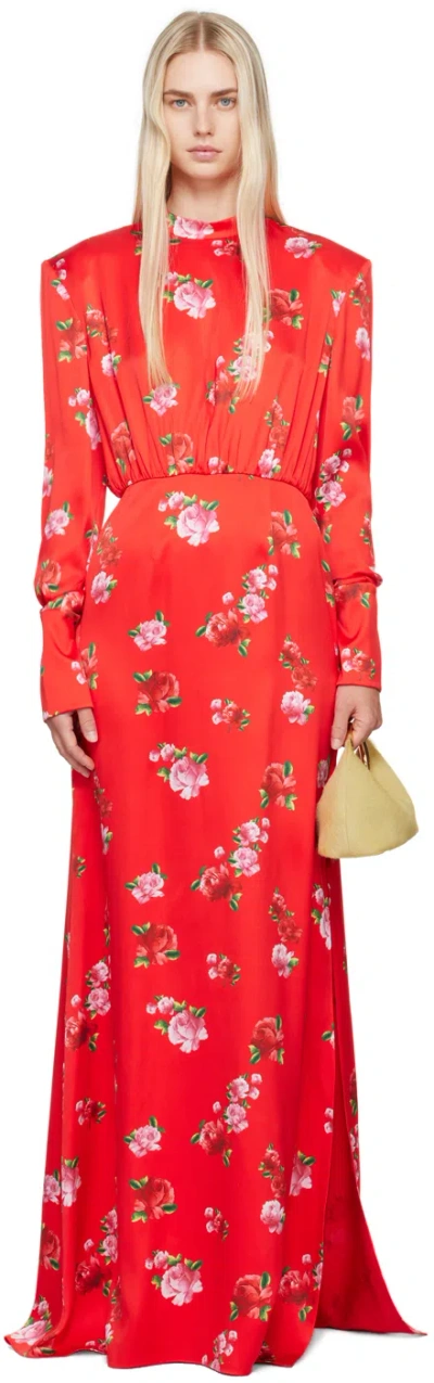 MAGDA BUTRYM RED FLORAL MAXI DRESS