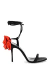 Magda Butrym 105mm Rose-embellished Satin Sandals In Black
