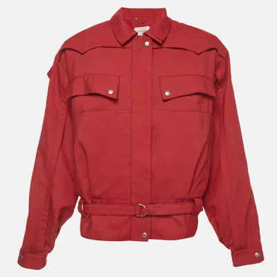 Pre-owned Magda Butrym Red Gabardine Oversized Zip-up Jacket S