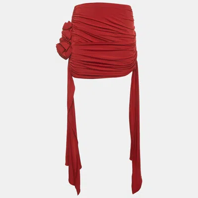 Pre-owned Magda Butrym Red Jersey Asymmetric Ruched Sleeveless Top S