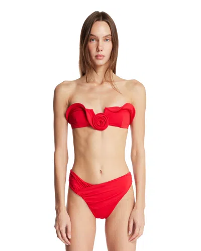 Magda Butrym Red Sculptural Bikini Top