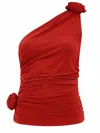 Magda Butrym Red Solid One Shoulder Top In Red