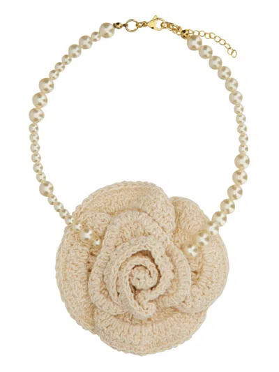 Magda Butrym Refined Silver Necklace With Design In Beige