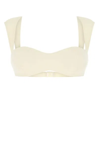 Magda Butrym Retro Bustier Swim Top In Beige