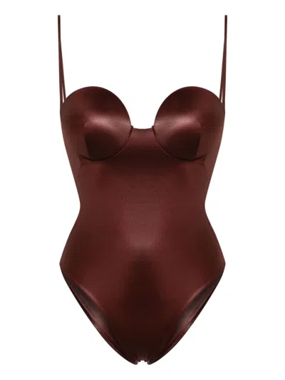 Magda Butrym Retro Swimsuit In Brown