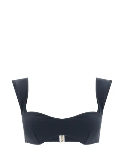 Magda Butrym Retro-style Wide-strap Bikini Top In Blue