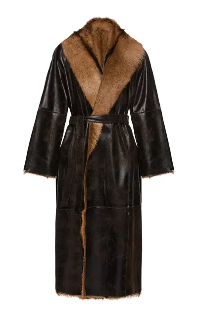 Magda Butrym Reversible Leather Coat In Brown