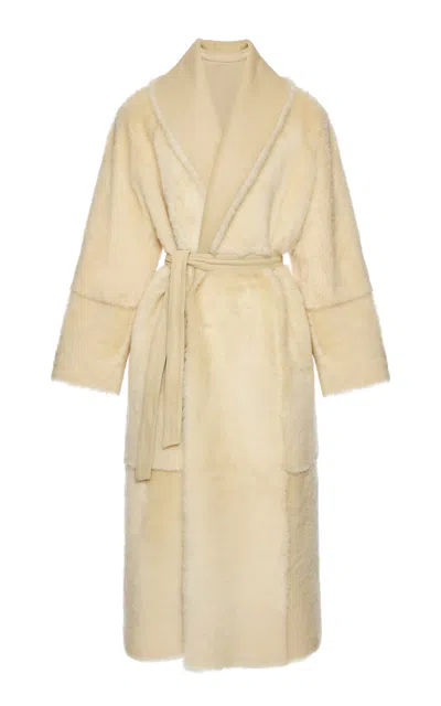 Magda Butrym Reversible Shearling Coat In Ivory
