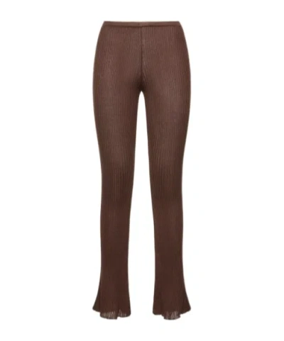 Magda Butrym Rib Elastic Waist Casual Pants In Brown