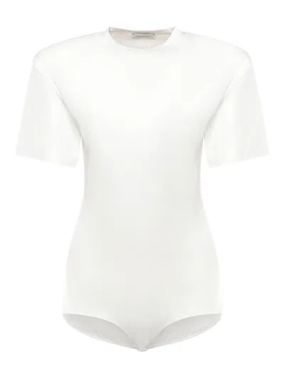 Magda Butrym Ribbed Cotton Bodysuit In White