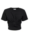 Magda Butrym Ribbed Cotton T-shirt With Front Knot Detail In Black