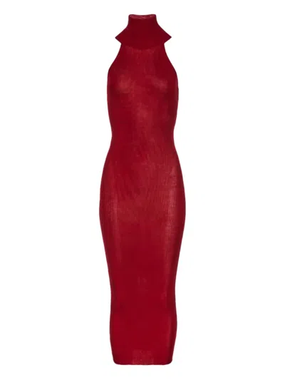 Magda Butrym Ribbed Halter-neck Midi Dress In Red