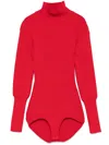 Magda Butrym Ribbed High-neck Bodysuit In Red