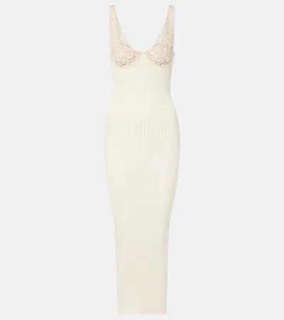 Magda Butrym Ribbed-knit Cotton Midi Dress In Neutrals