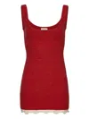 Magda Butrym Cotton Crochet-trimmed Ribbed-knit Mini Dress In Red