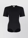 Magda Butrym Ribbed Knit Padded Shoulder Bodysuit In Black