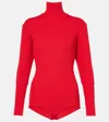 Magda Butrym Ribbed-knit Turtleneck Bodysuit In Red
