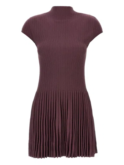 Magda Butrym Knitted Cotton Mini Dress With Pleated Skirt In Multi