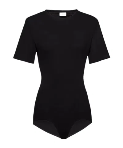 Magda Butrym Ribbed Short-sleeve Bodysuit In Black
