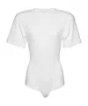 Magda Butrym Ribbed Short Sleeve Bodysuit In Cream In Cream