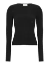 Magda Butrym Ribbed Viscose-blend Sweater With Sculptural Chest Detail In Black