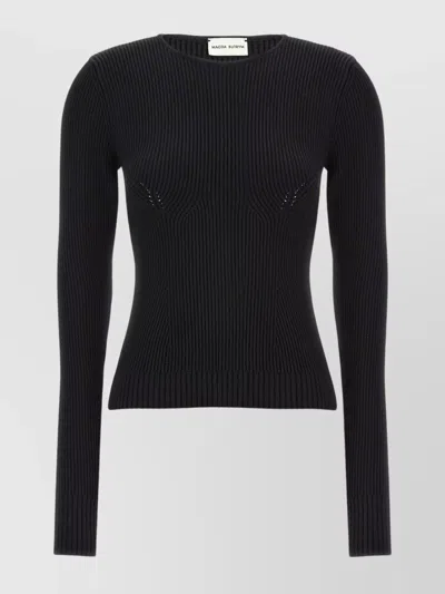 Magda Butrym Ribbed Texture Knitwear Sweater With Fitted Silhouette In Black