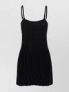 Magda Butrym Ribbed Texture Pleated Skirt Dress In Black