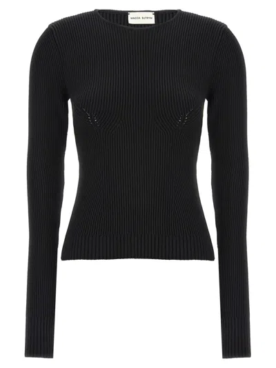Magda Butrym Ribbed Viscose-blend Sweater With Sculptural Chest Detail