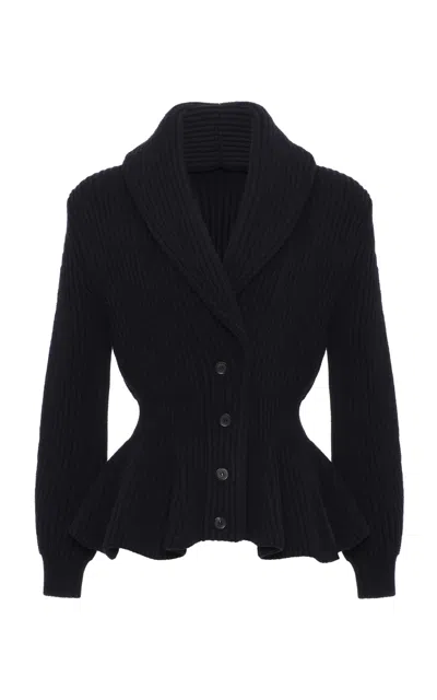 Magda Butrym Ribbed Wool Cardigan In Black
