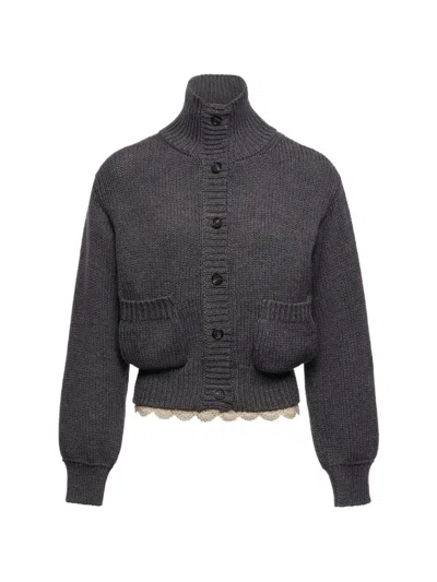 Magda Butrym Ribbed-knit Cardigan In Gray