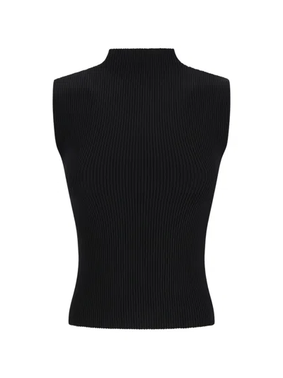 Magda Butrym Ribbed-knit High-neck Top In Black